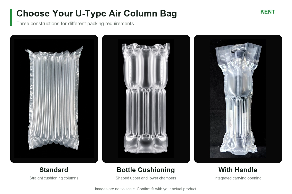 Standard bottle cushioning and handled U-type air column bags.webp