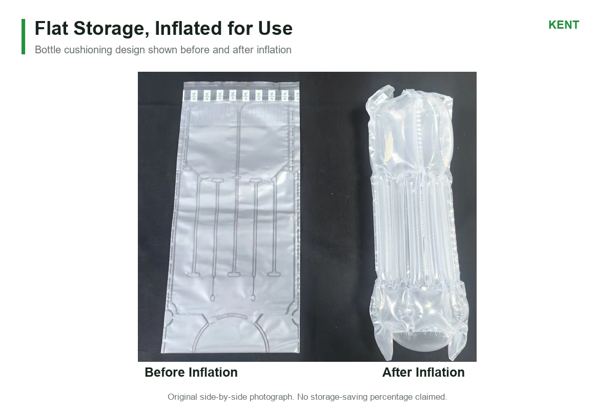 U-type bottle cushioning bag before and after inflation.webp