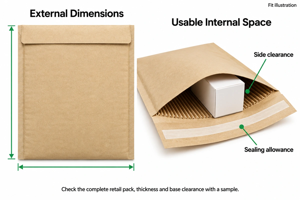 Paper padded mailer external dimensions and usable space.webp